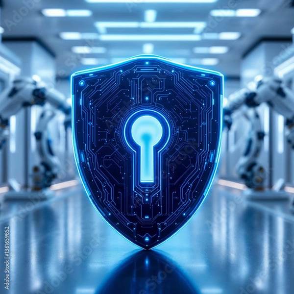 Fototapeta Digital Protection: Modern Shield Icon for Cybersecurity Concepts