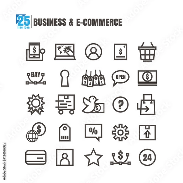 Fototapeta icons Business E-commerce vector on white background