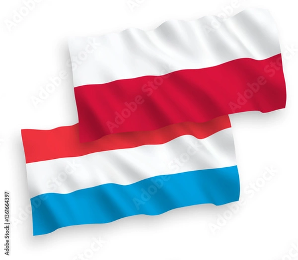 Fototapeta Flags of Luxembourg and Poland on a white background