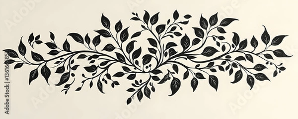 Obraz Elegant Black Leaf Illustration