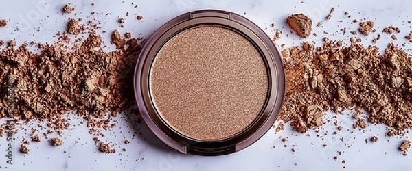 Fototapeta Shimmering Bronzer Compact on Marble