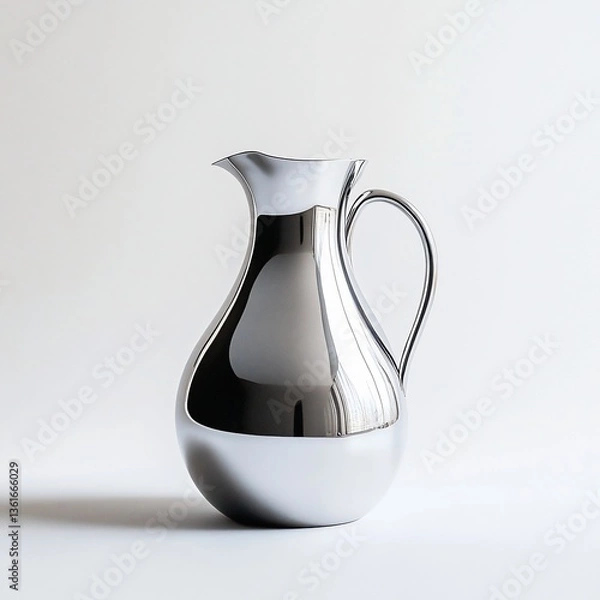 Fototapeta Shiny chrome pitcher on plain background