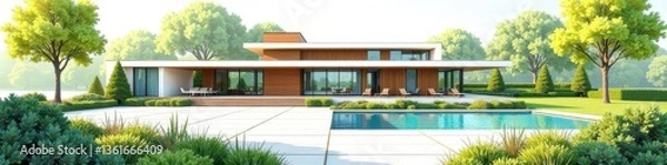 Fototapeta Completed architectural drawings & landscape plans, elevation, architectural drawings, revit