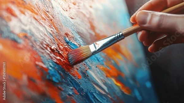 Fototapeta Vibrant Expression Through Colorful Brush Strokes on Canvas   A Captivating Display of Creativity and Technique in Visual Art