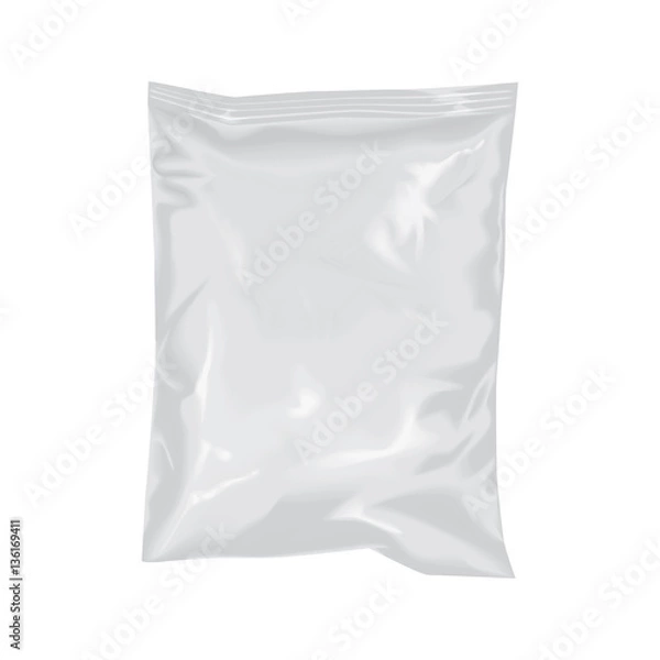 Fototapeta Mockup Transparent Plastic Package Foil Bag Pouch Snack Cookie Chips