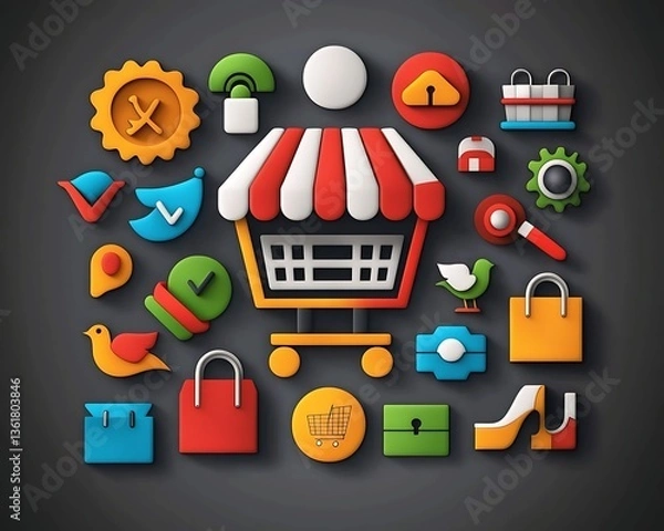 Fototapeta E-commerce Icons