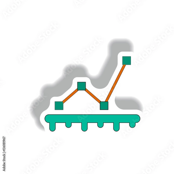 Fototapeta line graph chart business statistic Vector illustration in paper sticker style of progress statistics