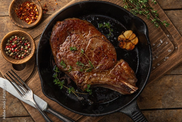 Obraz grilled medium rare cowboy steak