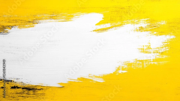 Obraz White Paint Brushstroke on Yellow Background