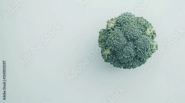 Fototapeta Fresh broccoli head on white background