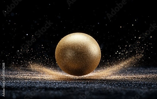 Fototapeta Golden Orb on Dark Glitter