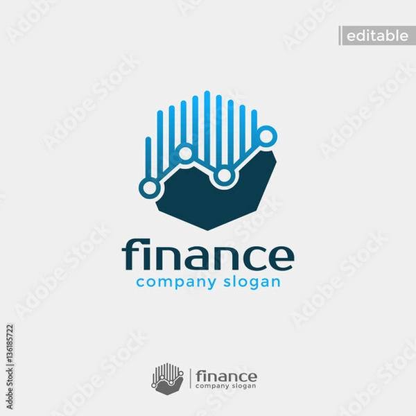 Obraz octagonal finance logo. modern eye catching logo with blue color