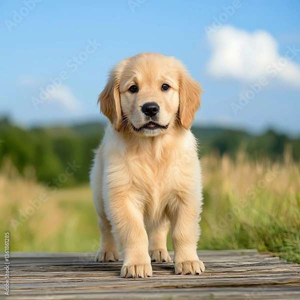 Fototapeta Golden Puppy in Field