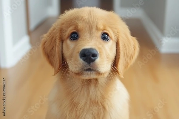 Fototapeta Golden Puppy Portrait Home
