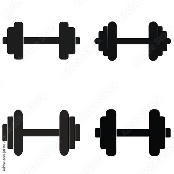 Fototapeta Isolated on white, this 3d illustration showcases a set of dumbbells, essential weightlifting equipment for fitness, strength training, and muscle building in any gym or home workout