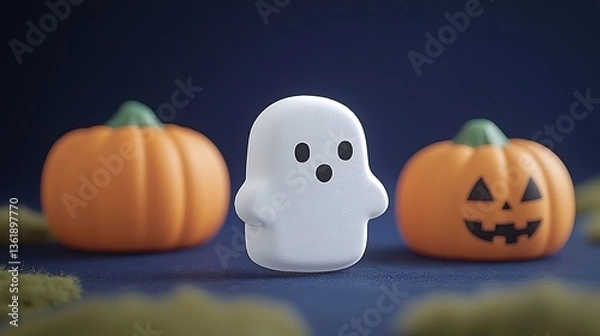 Obraz Ghost Halloween Pumpkins Night