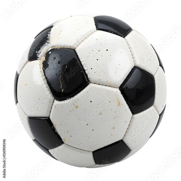 Obraz Dirty Soccer Ball Image: Stock Photo png generated ai