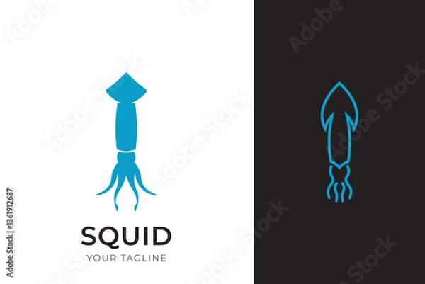 Fototapeta squid logo silhouette design, simple squid logo