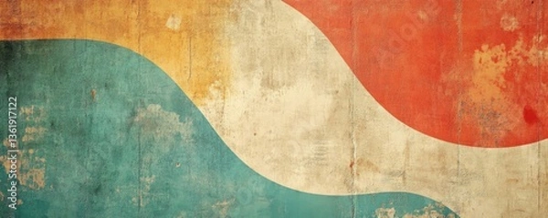 Fototapeta A vintage-style design featuring layered patterns and bold geometric forms.