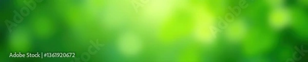 Fototapeta Green blurred bokeh lights creating a dreamy and ethereal background for spring-themed designs,  dreamy,  banner