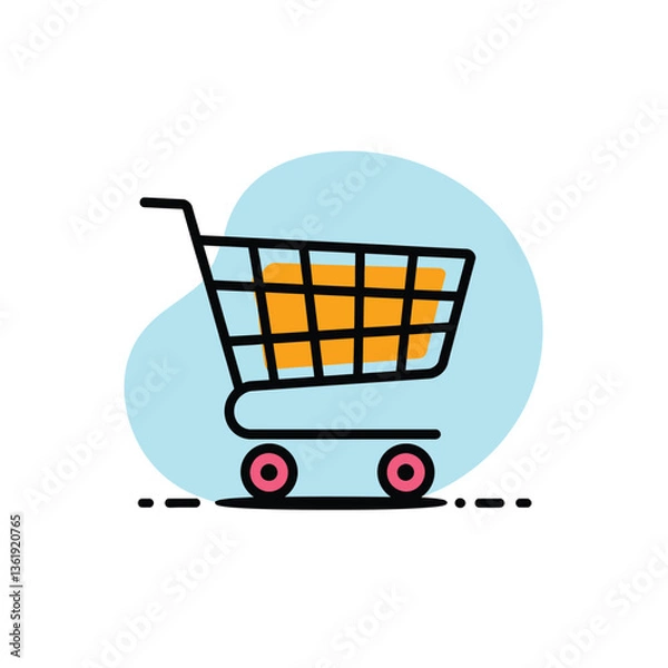Fototapeta a shopping cart with a yellow box inside