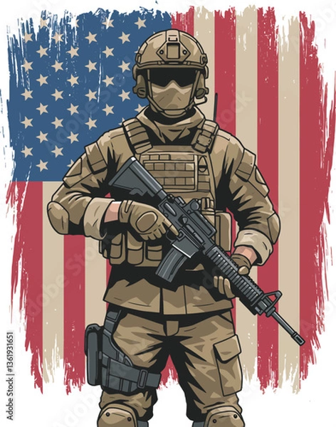 Fototapeta Us soldier vector