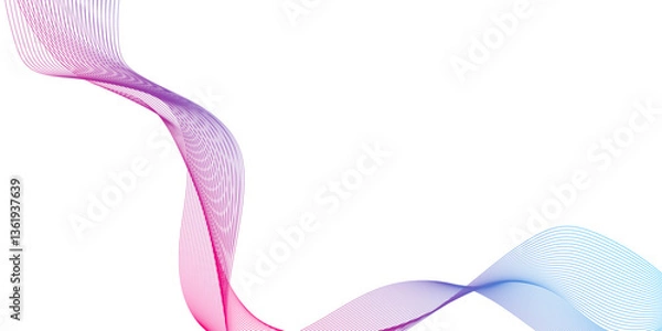 Fototapeta abstract pink purple wave line stripes on a white background, flowing particles wave pattern colorful gradient blue purple pink isolated on white background, pink purple waves isolated.