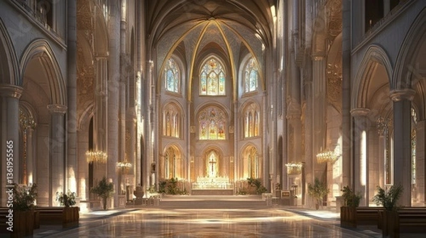Fototapeta cathedrals, with their intricate facades and vast interiors, invites visitors to experience both the majesty of human craftsmanship and the serenity of sacred spaces