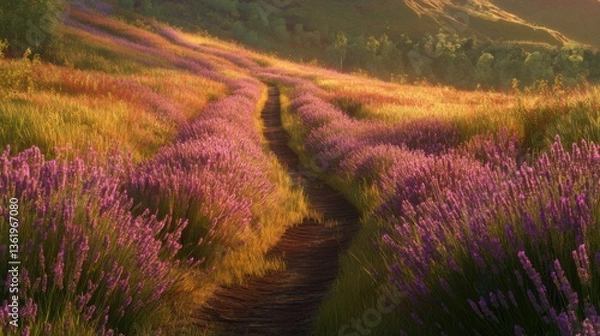 Fototapeta Vibrant Lavender Fields in the Afternoon Light