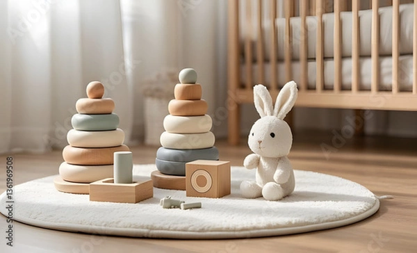 Obraz easter bunny and easter eggs