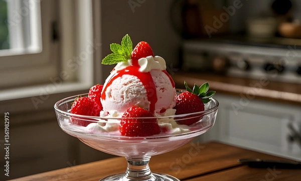 Obraz ice cream with strawberries