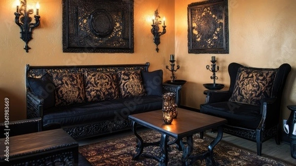 Obraz Opulent Gothic Living Room Interior
