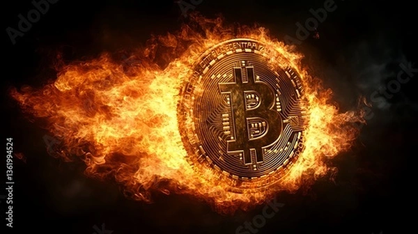 Obraz Bitcoin Burning Cryptocurrency.