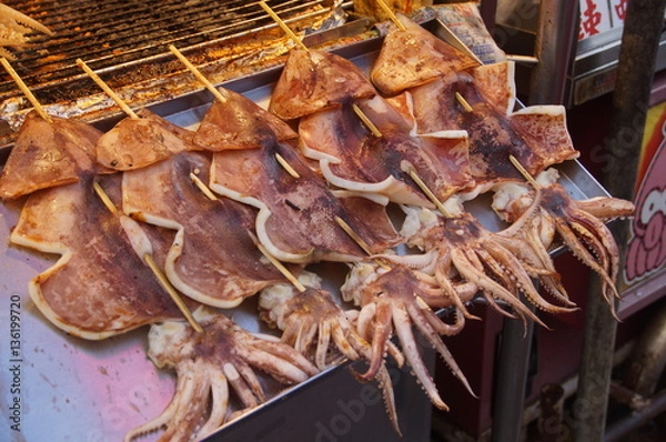 Obraz Grilled squids closeup