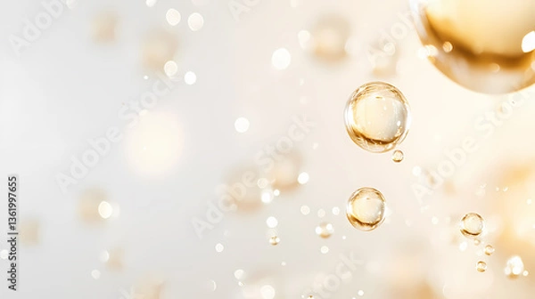 Fototapeta Golden Liquid Bubbles Background