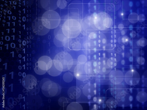 Fototapeta blue digital binary data on computer screen