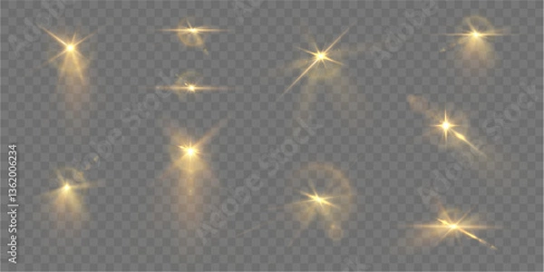 Fototapeta Lamp yellow vector effect ray light spotlight stage spot beam scene background gold sparkle glow bright shine theatre white projector black design night disco dark studio show concert empty sun png