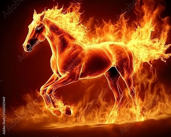 Fototapeta Fiery Horse Running; Dramatic Image