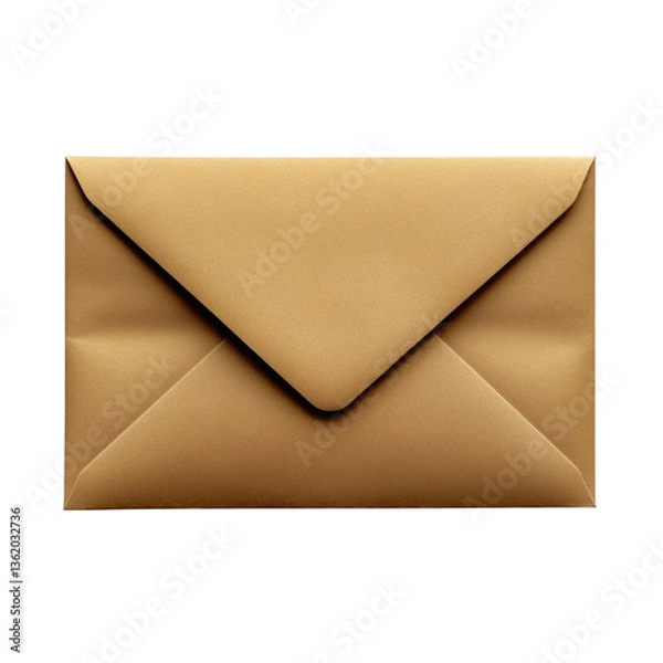 Obraz Simple brown envelope with a pointed flap, ideal for mailing documents or cards, isolated on transparent background, cutout png