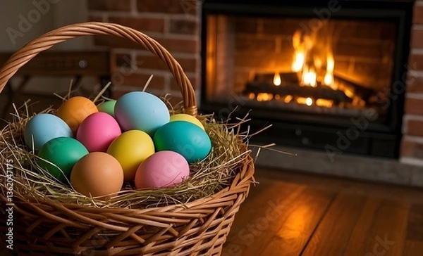 Obraz basket with easter eggs