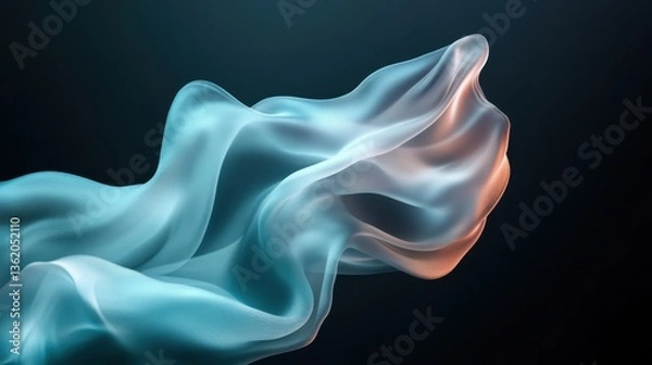 Obraz An ethereal quality emerges from a soft aqua wave flow, captivating viewers with its serene nature and delicate movement representing calmness and tranquility in artistry.