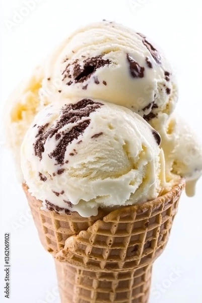 Fototapeta Ice Cream Cone with Chocolate Chips Delightful Frozen Dessert Treat