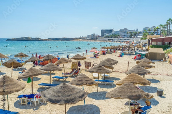 Obraz Qaraiya Beach in Monastir, Tunisia