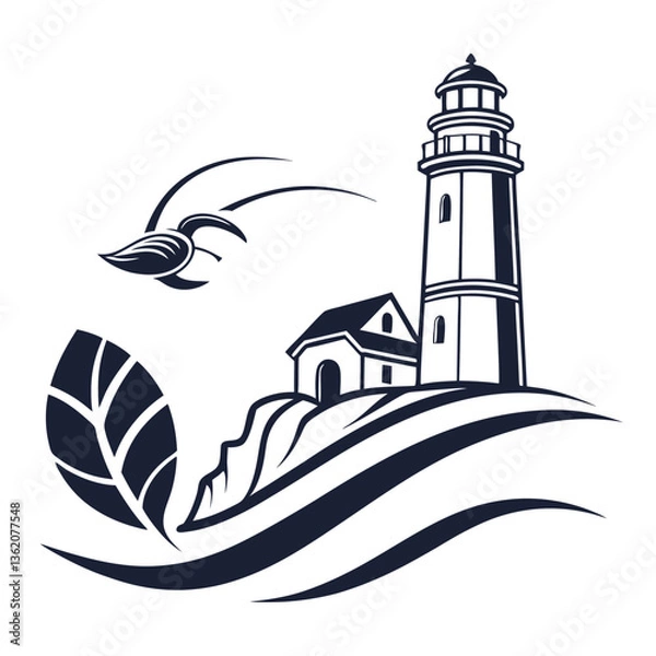Fototapeta lighthouse silhouette vector