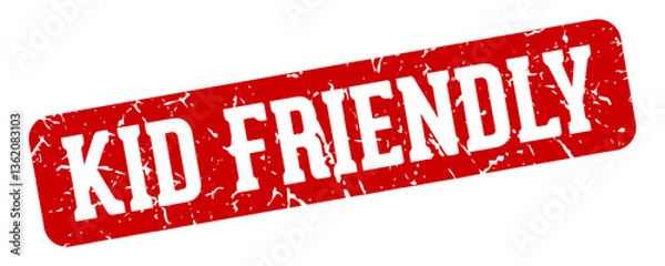 Obraz kid friendly rectangular sign. kid friendly stamp