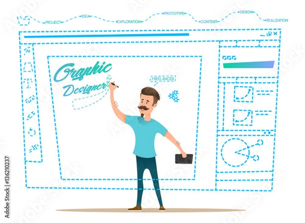 Obraz Graphic designer is implementing a project on request.