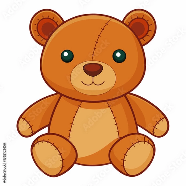 Fototapeta soft plush teddy bear with stitched smile 