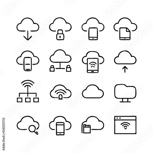 Fototapeta Cloud Computing Icons