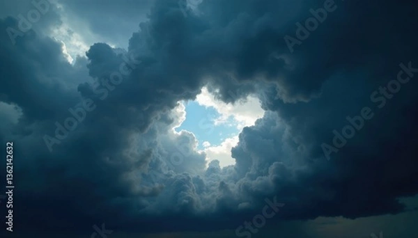 Fototapeta Dramatic storm clouds with a massive hole in them , hole, dramatic, nature