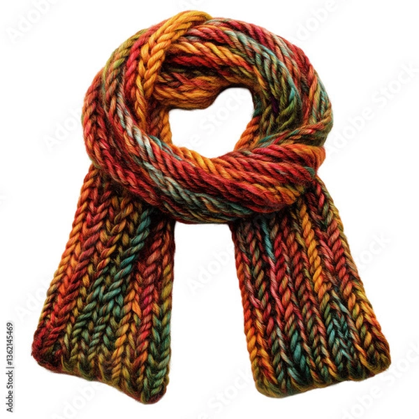 Fototapeta wool scarf isolated on transparent white background, clipping path